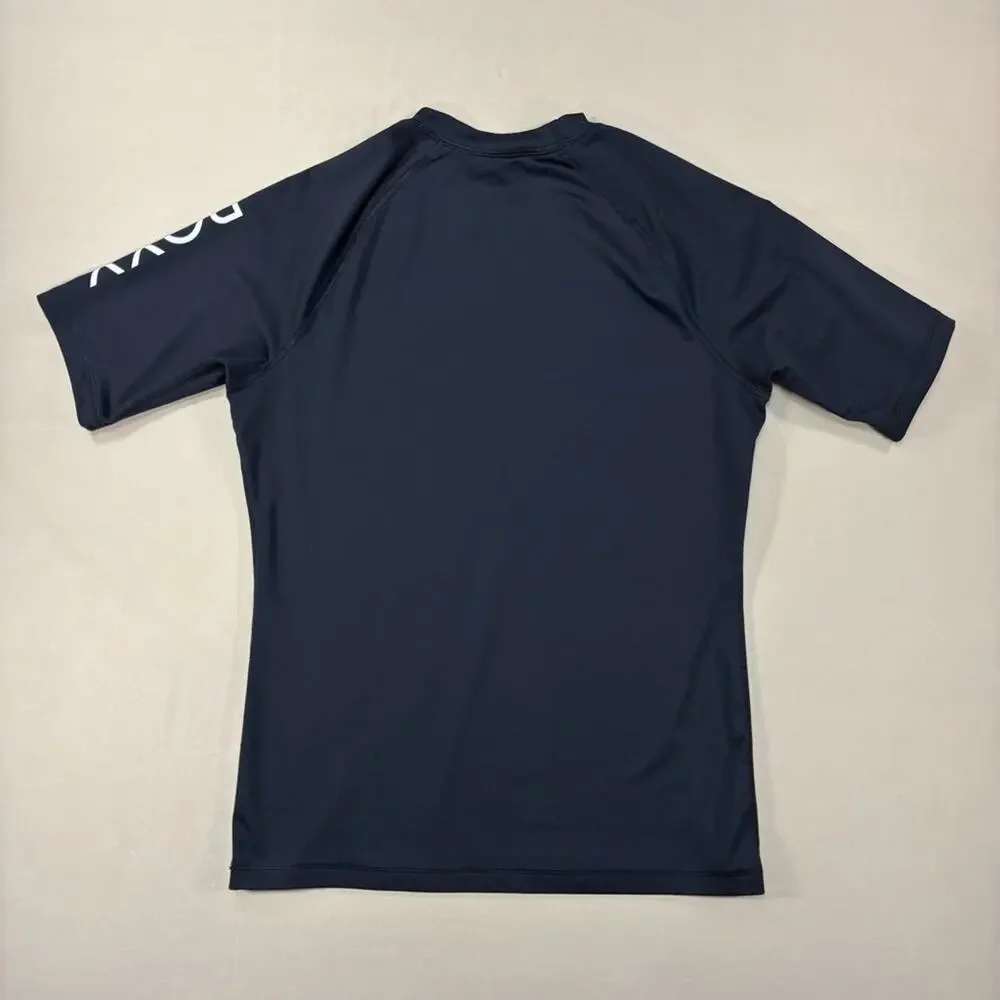 Roxy Whole Hearted Black Rashguard Short Sleeve with White Logo Girls Size XL 14